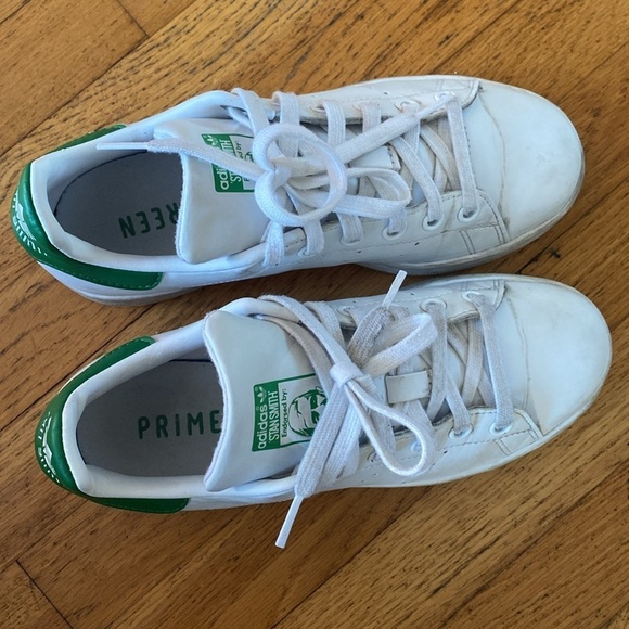 Adidas Stan Smith Primegreen White and Green Sneakers Size 5.5 - Picture 6 of 11